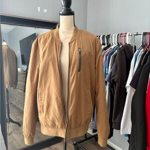 Women’s Tan Oversized Bomber Jacket